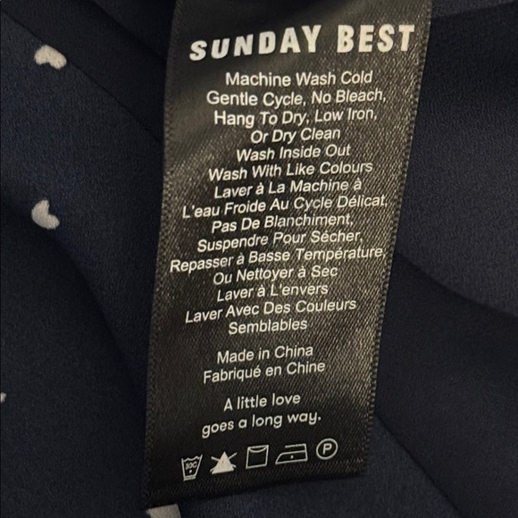 Aritzia SUNDAY BEST Navy Blue White Heart Ruffle Wrap Mini Dress 0 XS Party Work - Picture 14 of 15